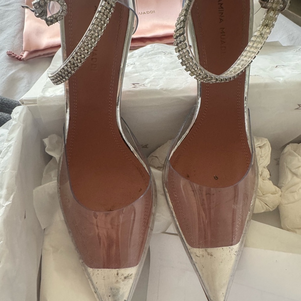 Amina Muaddi Silver Women's Shoes